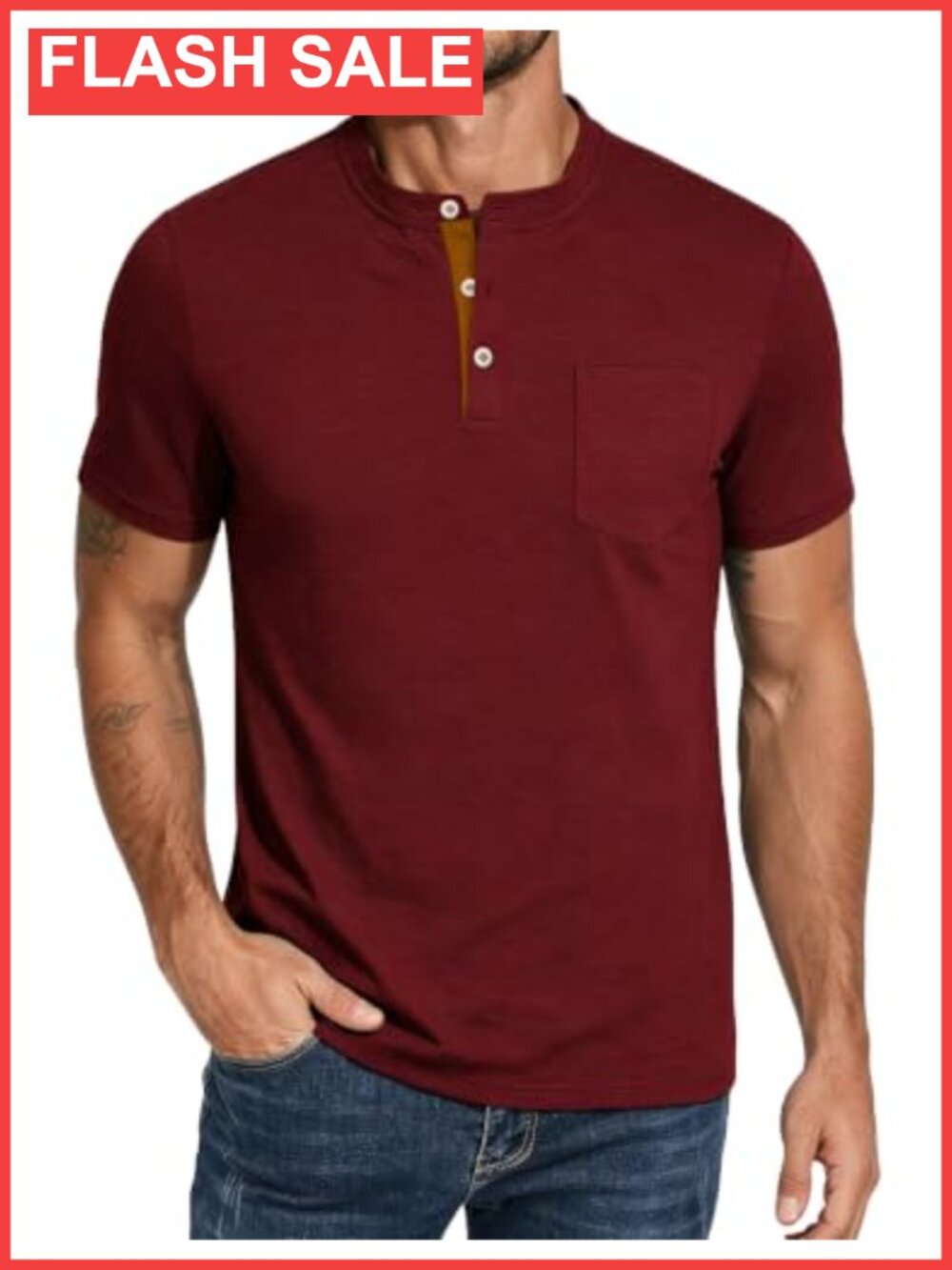 Men's Henley Shirt Short Sleeve Cotton Blend Button Tee Casual Summer Top